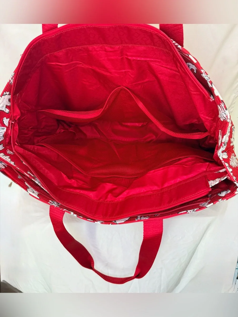 Vera Bradley Red Quilted Tote with White Polar Bear Print